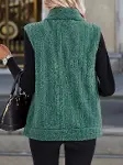 Kadın Kolsuz önden Fermuarlı Cepli Peluş Ceket-4