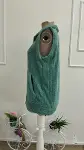Kadın Kolsuz önden Fermuarlı Cepli Peluş Ceket-6