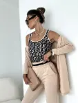 Kadın Uzun Kollu Krep üçlü Takım-6