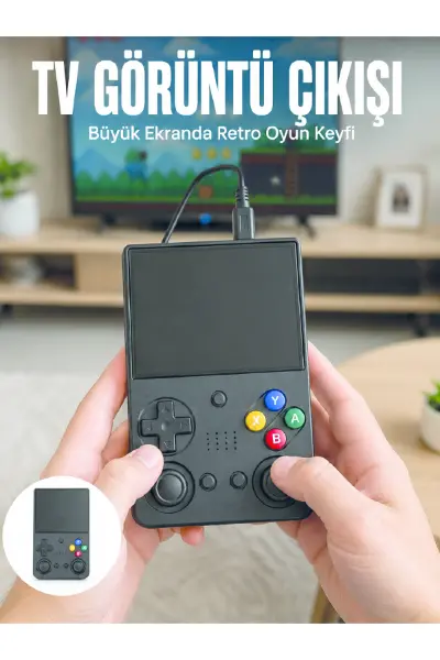 Retro Oyun Konsolu Çift Analog Joystick 64GB Hafızalı Taşınabilir El Konsolu