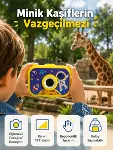 Çocuk Dijital Kamera HD Fotoğraf ve Video Çekimi 2.0 İnç TFT Ekran Type-C Şarjlı Mini Tripodlu-1
