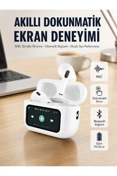 Tüm Telefonlarla Uyumlu ANC Özellikli Dokunmatik Bluetooth Kulaklık Yeni Nesil
