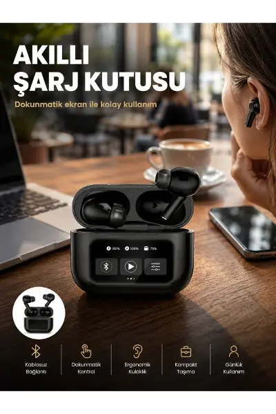 Kablosuz Bluetooth Kulaklık Pro Yeni Nesil Dokunmatik Kontrol Yeni Nesil - GLST5555-1926