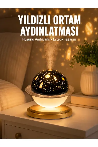 Hava Nemlendirici Led Işıklı Gece Lambası Yıldız Görünümlü Renk Değiştiren