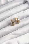 316L Çelik Gold Renk Zirkon Taşlı Halka Model Küpe-2