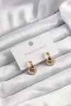 316L Çelik Gold Renk Zirkon Taşlı Halka Model Küpe-1
