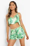 Yeşil Fırfırlı Şortlu Pijama Takımı-3