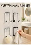 4'lü Yapışkanlı Askı Seti Mutfak Banyo ve Ev İçin Duvar Askısı-1