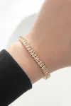 Pirinç Zirkon Taşlı Gold Renk Su Yolu Bileklik-1