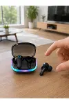 Bluetooth 5.4 TWS Kablosuz Kulaklık Quad ENC Mikrofonlu RGB Şarj Kutulu HD Ses-4