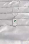 316L Çelik Gümüş Renk Beyaz Mineli Tarot Kolye-1