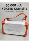 Kamp ve Seyahat İçin 60000 mAh Powerbank 22.5W Hızlı Şarj Acil Durum Işıklı Taşıma Saplı 4 Entegre K-1