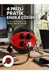 3 Metre Uzatma Kablolu 4 Prizli Makara Kırmızı-1