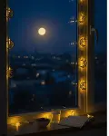 Minareli Hilal LED Işık Gold Metal Gövdeli Pilli Ramazan Dekoru-2