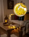 Minareli Hilal LED Işık Gold Metal Gövdeli Pilli Ramazan Dekoru-3