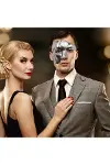 Antik Eskitme Gümüş Erkek Yarım Maske - Phantom &amp;amp;amp; Balo Maskesi Bx40-5