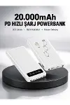 LED Işıklı 20.000mAh Powerbank LCD Gösterge Dahili Çoklu Kablo Yeni Nesil-1