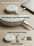Hareket Sensörlü Yuvarlak LED Aydınlatma & USB Şarjlı Pratik Gece Lambası (8 cm)-2