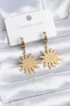 316L Çelik Gold Renk Güneş Model Göz İşleme Kadın Küpe-2