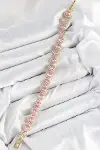 Pirinç Pembe Zirkon Taşlı Daire Baget Model Gold Renk VIP Seri Kadın Bileklik-2