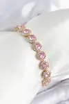 Pirinç Pembe Zirkon Taşlı Daire Baget Model Gold Renk VIP Seri Kadın Bileklik-1