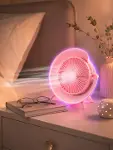 Gece Lambası Özellikli Şarjlı Mini Masaüstü Fan-5