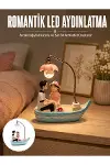 Romantik Sandal Üzerinde Çift Figürü LED Gece Lambası Masa Dekoru Yeni Nesil-1