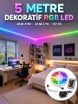 5 Metre RGB Şerit LED 2835 SMD 54 LED/M Uzaktan Kumandalı Dekoratif Aydınlatma-1