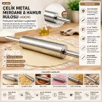 Çelik Metal Merdane - Hamur Rulosu 40CM-2