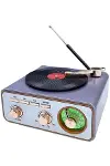 Metalik Nostaljik Tasarım Plak Çalar Görünümlü Radyolu Bluetooth Hoparlör Retro Müzik Plak-3