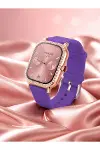 3 Kordonlu Rose Gold Kasalı Kadın Akıllı Saat Seti-2