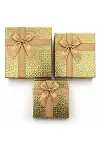 3PCS Kare Parlak Mix Renkli - Kabartma Desen Karton Hediye Kutusu Kurdelalı 19-17-15CM-4