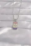316L Çelik Gümüş Renk Karışık Mineli Ay Figür Tarot Kolye-1