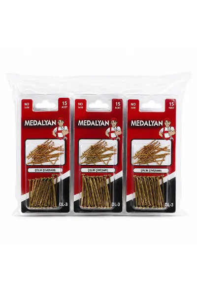 180 Adet 3X50 12X15PCS Sarı Tp Çelik Tel Çivi