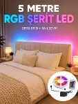 2835 RGB Şerit LED 5 Metre 54 LED/M Uzaktan Kumandalı Renkli Dekorasyon Işığı-1
