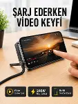 Katlanabilir Telefon Standlı 240W Type-C Hızlı Şarj Kablosu-1