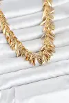 Gold Renk Pirinç Saçaklı Kadın Kadın Kolye-1