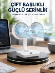 Sessiz Çalışan USB Şarjlı Çift Kafalı Masaüstü Fan – Ev ve Ofis İçin-1