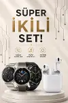 Akıllı Saat ve Kulaklık Seti Dokunmatik Ekran 5.0 Bluetooth Bağlantılı Sesli Görüşme-1