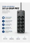 Termal Akım Korumalı USB Type-C Girişli 10'lu Grup Priz 2500W Güç Kapasitesi (Kopya)-1