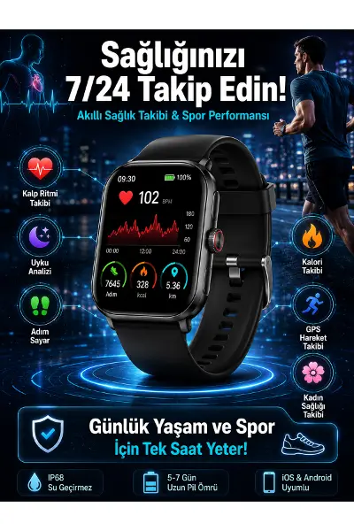 Akıllı Saat Wireless Şarj Yüksek Çözünürlüklü Müzik Dinleme Sesli Cevaplama Yeni Nesil