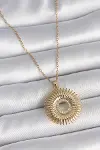 316L Çelik Gold Renk Zincir Zirkon Taşlı Nova Yıldız Model Kadın Kolye-1