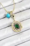 Özel_Gold Renk Pirinç Zirkon Taşlı Kadın Serenay Kolyesi-1