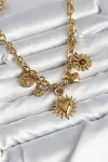 316L Çelik Gold Renk Charmlı Model Kadın Kolye-1