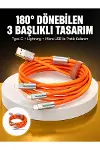 120W 3 İn 1 Uyumlu Silikon Şarj Kablosu Hızlı Şarj Kablosu-1