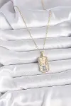 Özel_316L Çelik Gold Renk Zincir İkizler Burcu Zirkon Taşlı Kadın Kolye-2