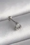 316L Çelik Gümüş Renk Üçgen Zirkon Taşlı Tragus Piercing-1