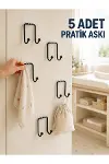 5'li Duvar Tipi Yapışkanlı Askı Pratik Ev ve Yaşam Alanı Askılık Seti-1