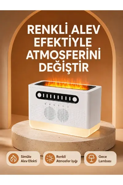 Type-C Şarjlı Kablosuz Hoparlör Beyaz Gürültü ve Atmosfer Işığı