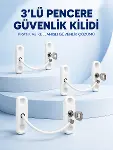 3 Adet Pencere Güvenlik Kilidi Esnek Bağlantılı Anahtarlı Koruma Seti-1